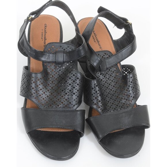 Cloudwalkers by Avenue Women's 10 WIDE Caged Open Toe Low Heel Vegan Office Casu - Picture 5 of 8